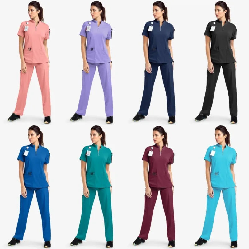 👩‍⚕️ Unisex V-Neck Medical Scrubs Set | Short Sleeve Nurse Uniform 👨‍⚕️